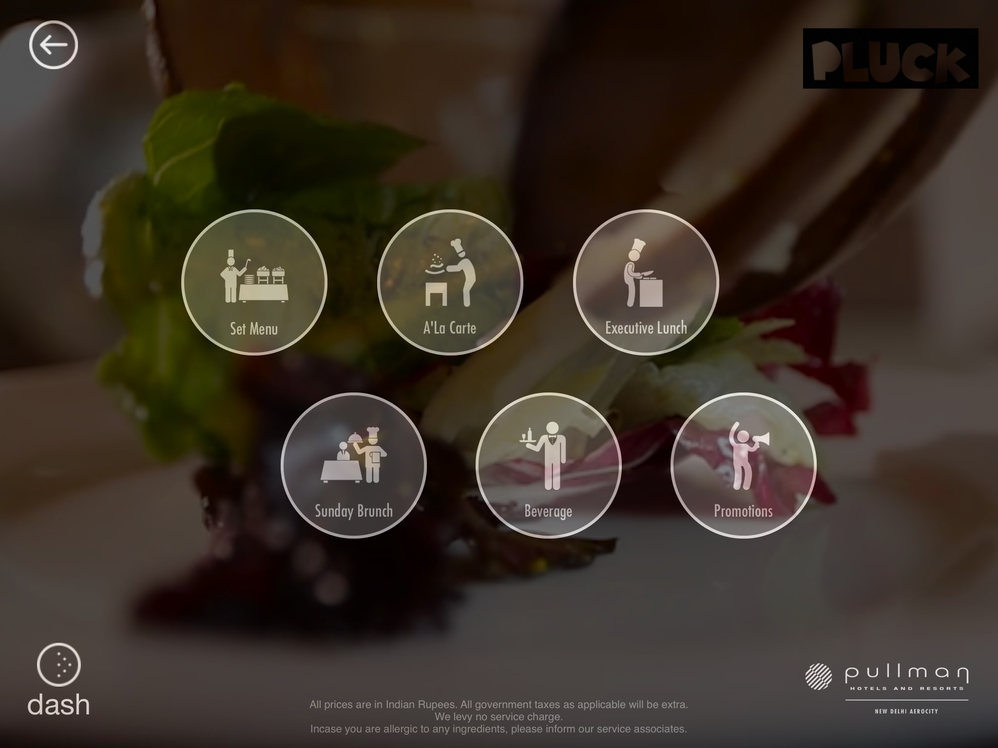 IdeaChakki Dash Menu iPad App for restaurants like Taj Pullman and ITC